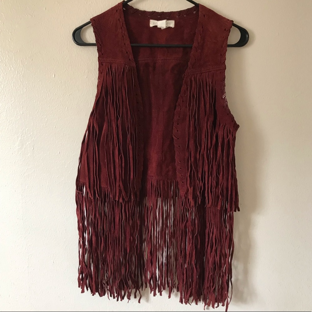 Red Western Fringe Vest